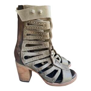 Freebird Lotus Gladiator Open Toe Bootie Heel Women size 7